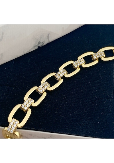 Kuyumcu Model Kare Kesim Kadın Künye Bileklik Kararmaz Xuping 14 Ayar Gold