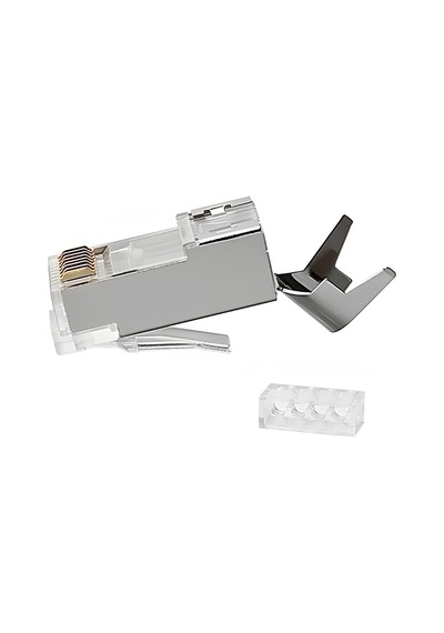Cat7 Metal Konnektör Rj45 Cat7 Jack + Ayraç 100'lü Paket