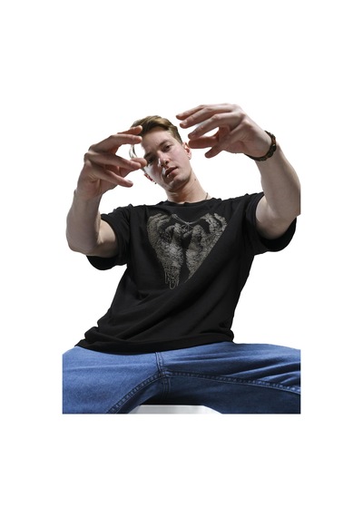 Joao Baskı Detaylı Unisex Bisiklet Yaka Oversize Tshirt