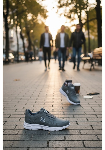 Enoch Erkek Tabanlı Koşu Ve Yürüyüş Ayakkabısı - Fileli Sportif Sneaker Füme