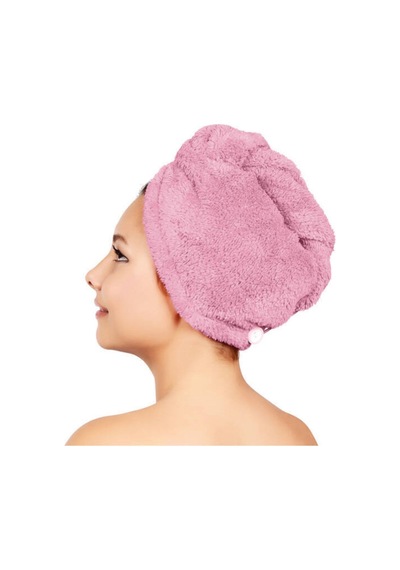 Wellmop Mikrofiber Düğmeli Saç Havlusu Pembe Pembe