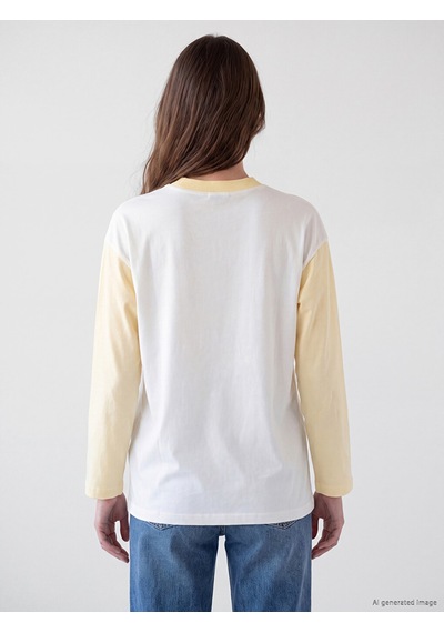Lcw Modest Beyaz Renk Bloklu Oversize Kadın Sweatshirt Tunik