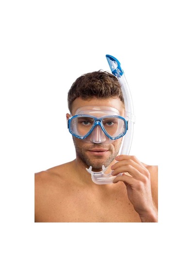 Cressi Perla-mexico Maske Şnorkel Seti Şeffaf- Koyu Mavi Tek Renk