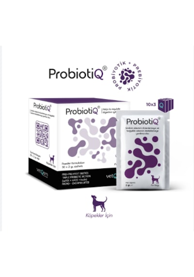Vetqom Probiotiq Köpek Probiyotik Desteği Kötü Koku, İshal, Andstibiyotik Sonrası & Hassas Mide İçin Veteriner Takviyesi