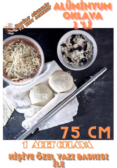 1'li Masterchef Alüminyum Paslanmaz 75 Cm Metal Oklava Hamur
