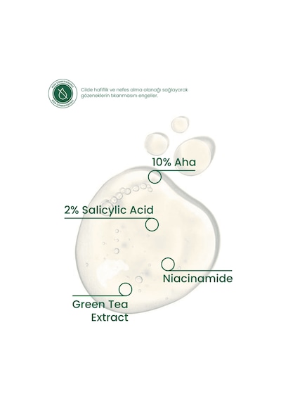 Cosmogenesis Labs AHA %10 BHA %2 Peeling Etkili Serum 30ml - Cilt Yenileyici Ölü Hücre Temizleyici Yeşil Çay Vegan