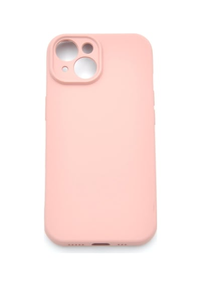 Apple Uyumlu iPhone 15 Düz Renk Esnek Yumuşak Silikon Kılıf Rubber Pembe