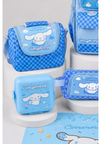 X Dekomus Lisanslı Cinnamoroll Blue Cloud Collection Okul,termoslu Beslenme Ve Kalem Çantası,matara,beslenme Kabı,beslenme Örtüsü Seti Açık Gri