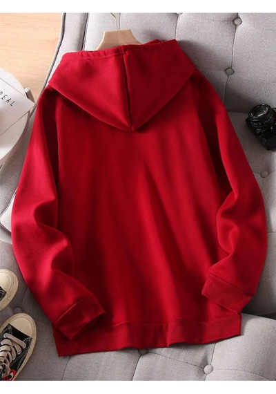Startmore Kırmızı Unisex Kadın/erkek Deer Renkli Özel Baskılı Pamuklu Oversize Kapüşonlu