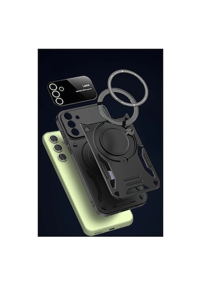 Samsung Uyumlu Galaxy S24 Fe Kılıf Joy Lens Standlı Kapak - Kırmızı Kirmizi