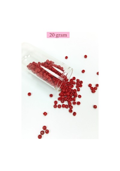 Dökme Cam Kum Boncuk Büyük Boy 6/0 4 Mm - 20 Gram - Koyu Kırmızı - Bnc074