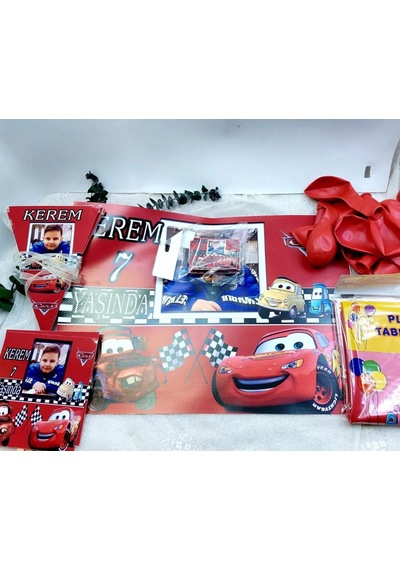 Şimşek Mcqueen Arabalar Resimli Cars Doğum Günü Süsleme Ve Magnet +3