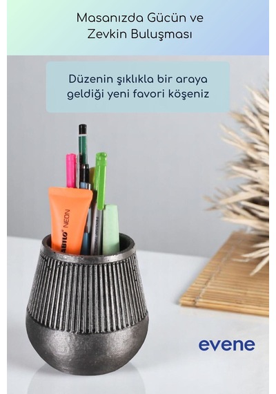 Kalemlik Masa Kalemliği Organizer Kalemlik Gümüş Eskitme Renk Model 88 Çok Renkli