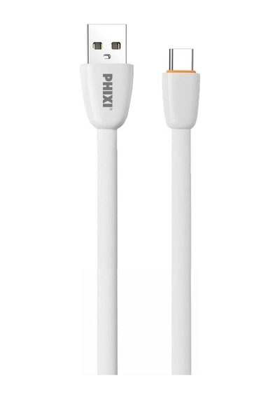 Phixi CB411T Force Yassı Kablolu 1 M Type-C USB Şarj ve Data Kablosu Beyaz