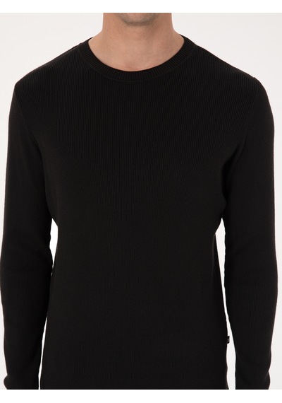 Cacharel Siyah Slim Fit Pamuk Karışımlı Bisiklet Yaka Selanik Örgü Triko Kazak Cacharel Siyah Slim Fit Pamuk Karışımlı Bisiklet Yaka Selanik Örgü Triko Kazak