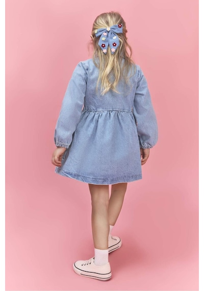 Defacto Uzun Kollu Jean Elbise Kız Bebek H0372a526smnm39 Mavi-nm39