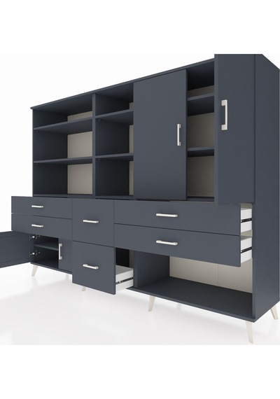 Hyperion Dolap 10 Raflı 6 Çekmeceli 4 Kapaklı 220x44x163 Antrasit Antrasit-antrasit Hyperion Dolap 10 Raflı 6 Çekmeceli 4 Kapaklı 220x44x163 Antrasit Antrasit-antrasit