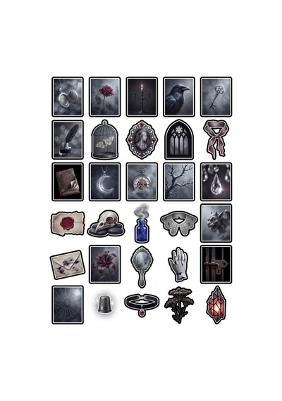Cadılar Bayramı Gotik Vintage Sticker Seti 150 Adet - 5'li Mega Paket No03 - Laptop Defter Ajanda Çok Renkli