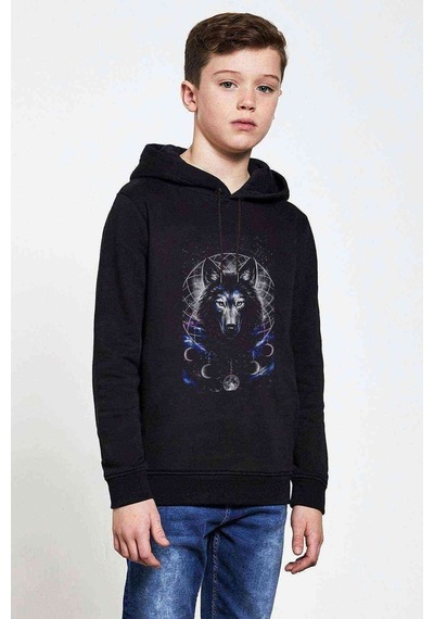 Tshirthane Teen Wolf Kurt Baskılı Unisex Çocuk Kapüşonlu Siyah Sweatshirt