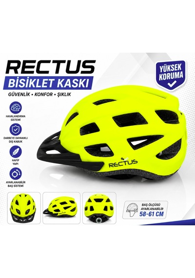 Bisiklet Kaskı Y-48 Sarı Yetişkin Vizörlü Led Işıklı Beden 58/61