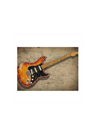 Ahşap Zemin Üzerinde Klasik Gitar Model Mdf Tablo