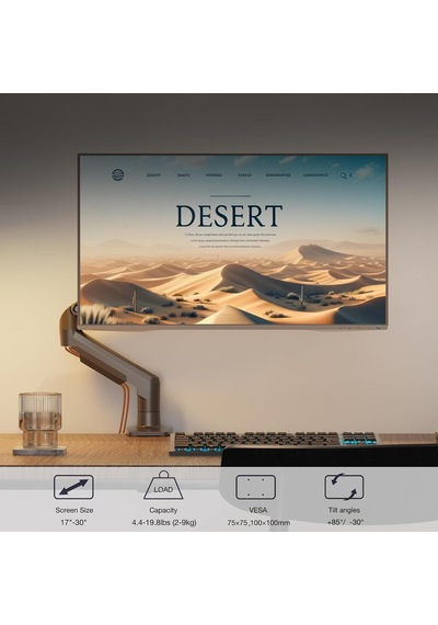 Northbayou F80 17-30" Lcd/led Monitör Tutucu Kol 2-9 Kg Amortisörlü Vesa 75x75 , 100x100 Monitör Standı