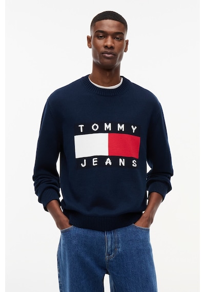 Tommy Hilfiger Tjm Reg Flag Sweater Cnck Erkek Mavi Kazak - Dm0dm23413
