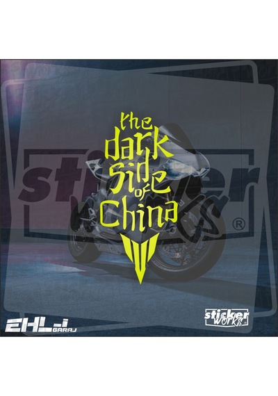 The Dark Side Of China Sticker - Beyaz 9x20 Neon Sarı