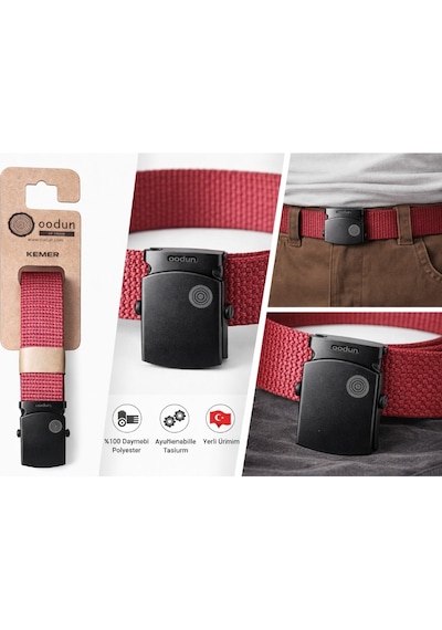 Oodun Unisex Ayarlanabilir Kemer 120 Cm Dayanıklı, Hafif, Outdoor & Günlük Kullanım Bordo