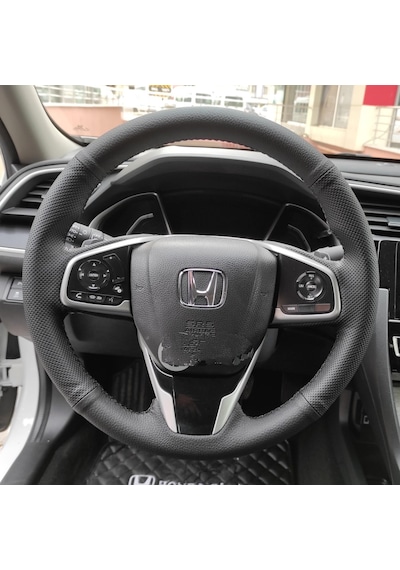 Honda Civic Fc5 Araca Özel Direksiyon Kılıfı Noktalı Düz Siyah Dikişli