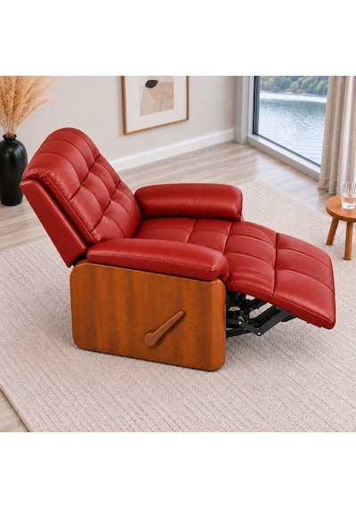 Smarto Relax Ceviz Ahşap Yan Panelli Gerçek Deri Manuel Mekanizmalı Yatar Ayak Uzatmalı Ergonomik Tv Koltuğu Baba Koltuğu Kırmızı Smarto Relax Ceviz Ahşap Yan Panelli Gerçek Deri Manuel Mekanizmalı Yatar Ayak Uzatmalı Ergonomik Tv Koltuğu Baba Koltuğu Kırmızı