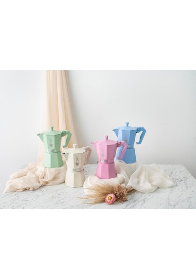 Bialetti - Exclusive: 3 Cups Ocak Üstü Espresso Pişirici - 130ml - Pembe Renk - Alüminyum Gövde Sku: Smg8690010219916
