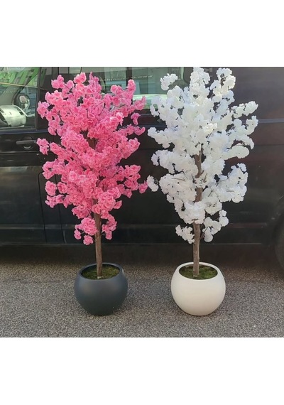 Rüzgar Yapay Çiçekçilik 120 Cm 1 Pembe 1 Beyaz Bahardali Ağacı Pembe