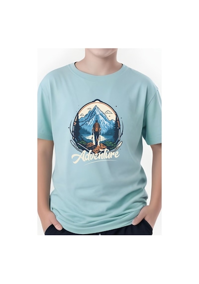 Panios Kids Adventure Baskılı Erkek Çocuk Yuvarlak Yaka Kısa Kollu T-shirt Mint Yeşili