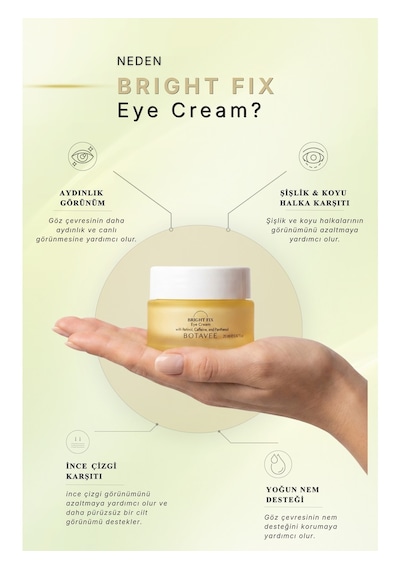 Botavee Bright Fix Kırışıklık Karşıtı, Aydınlatıcı Ve Nemlendirici Göz Çevresi Kremi - Retinol, Kafein 20 Ml