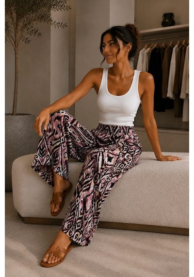 Bbbutikbasic Desenli Bol Paça Viskon Pantolon Günlük Şık Kadın Pantolon My3535 Desen1 Bbbutikbasic Desenli Bol Paça Viskon Pantolon Günlük Şık Kadın Pantolon My3535 Desen1