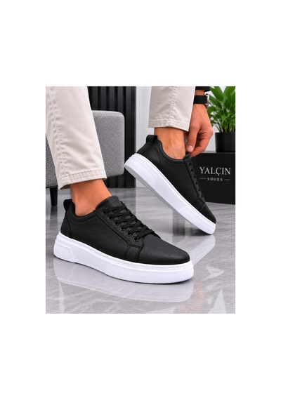 Yalçın Erkek Casual Bağcıklı Ortopedik Rahat Kaymaz Taban Sneaker Ayakkabı Siyah - 919615758 Siyah