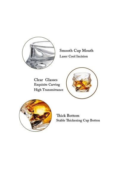 Premium Kristal Viski Bardakları 6'li Set, Büyük Kurşunsuz Kristal Cam, Tadım Bardakları Scotch Bardakları, Eski Diğer