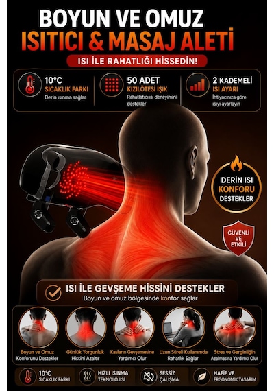 Wr-8 Pro Isıtmalı Şarjlı Masaj Aleti Kablosuz Boyun Omuz Sırt Bacak Derin Doku Masaj Cihazı Altın