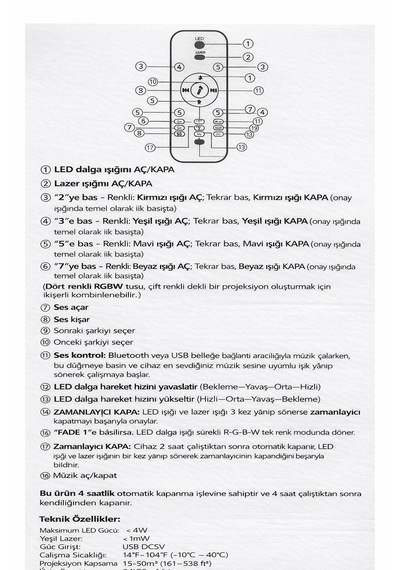 Samsung Uyumlu Galaxy Cover Projektör Bluetooth Hoperlör Sese Duyarlı Disko Parti Gece Lambası Tavan Aydınlatıcı