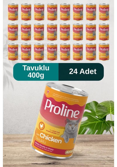Proline Tavuklu Sos İçinde Et Parçacıklı Kedi Konservesi 400g X 24 Adet