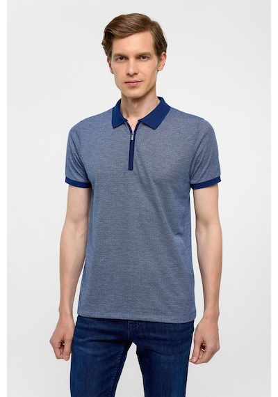 Süvari Lacivert Slim Fit Baskılı Polo Yaka Tişört