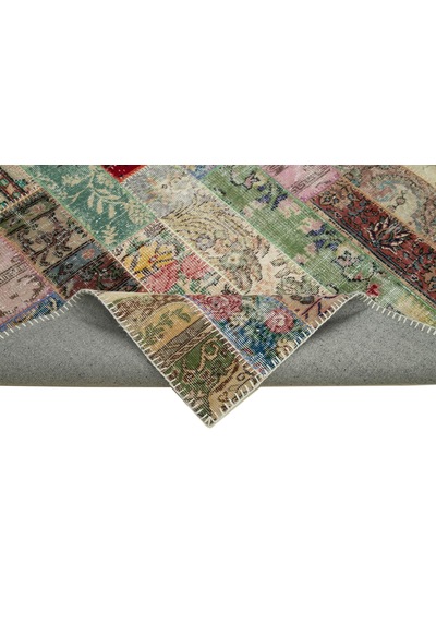 Bespoky Patchwork Modern Kırmızı Salon Halısı El Dokuma