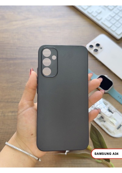 Samsung Galaxy A34 Uyumlu Süper İnce Mat Ultra Thin Silikon Kılıf Siyah