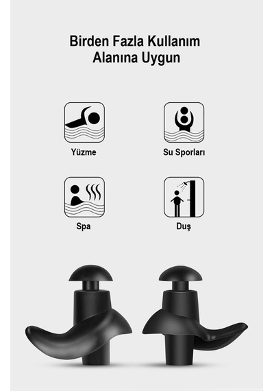 Yumuşak Su Geçirmez Silikon Yüzücü Kulaklığı Siyah Kutu N11.142