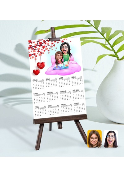 Kişiye Özel 15X21 Cm Fotoğraf Kartlı Anne Kız Karikatürlü Şövalel N11.101