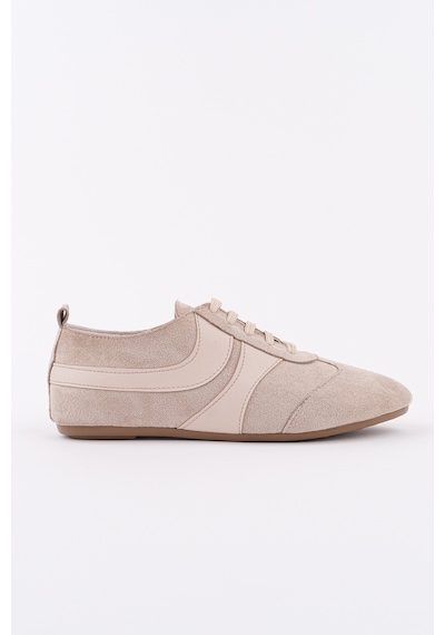 Muggo Vibe Bağcıklı Günlük Kadın Sneaker Spor Ayakkabı Bej