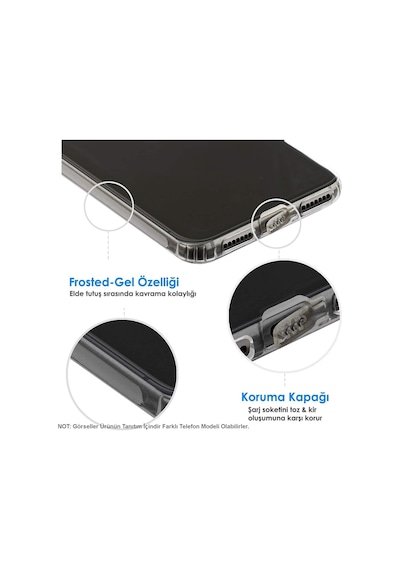Huawei Y6P Kılıf Kamera Korumalı Tıpalı Şeffaf Silikon Kapak
