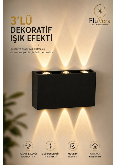 Gün Işığı Pilli 12w Led Duvar Apliği Siyah Çift Yönlü Işık Modern Dekoratif Aydınlatma3 Led İç & Dış Mekan Duvar Lambası Siyah Gün Işığı Pilli 12w Led Duvar Apliği Siyah Çift Yönlü Işık Modern Dekoratif Aydınlatma3 Led İç & Dış Mekan Duvar Lambası Siyah