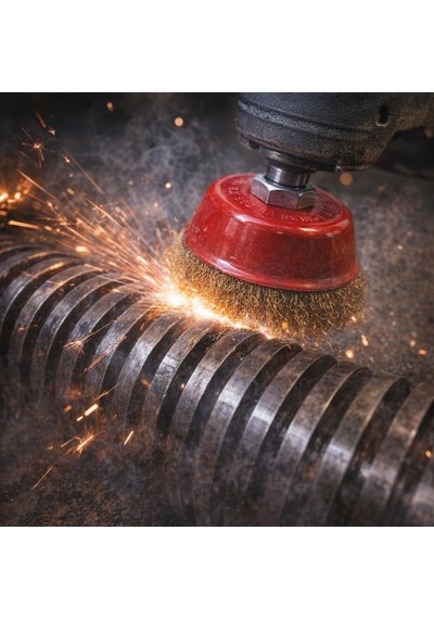 Saçaklı Çanak Tel Fırça, Pirinç Kaplı Çelik, 75 Mm, Taşlama Makinesi İçin